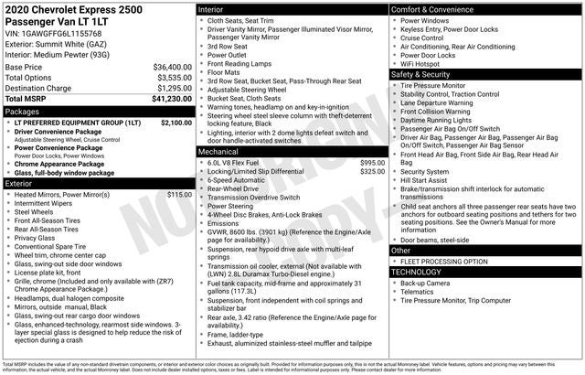 chevrolet express passenger 2020 1GAWGFFG6L1155768 image chevrolet express passenger 2020 1GAWGFFG6L1155768 image